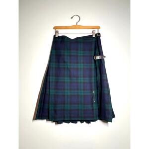 VTG Lochcarron of Scotland Blackwatch Plaid 100% Wool Kilt Skirt 10 US 28 x 24.5
